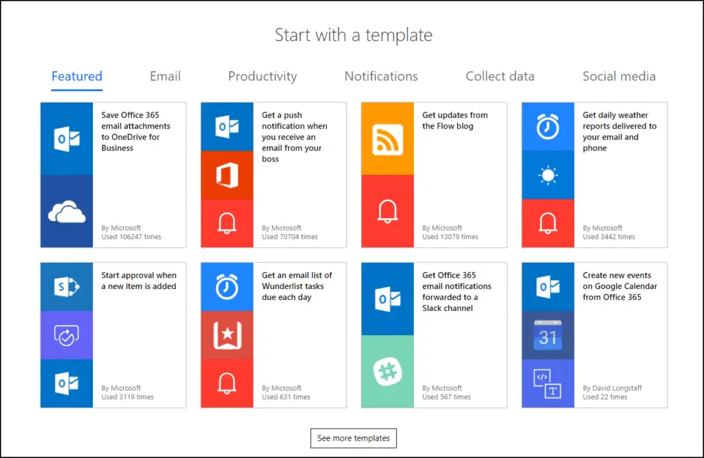Microsoft Flow Templates