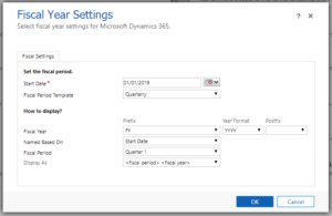 Sales Forecasting fiscal year settings in dynamics 365 screen shot