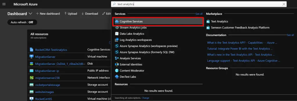 Azure Text Analytics Search