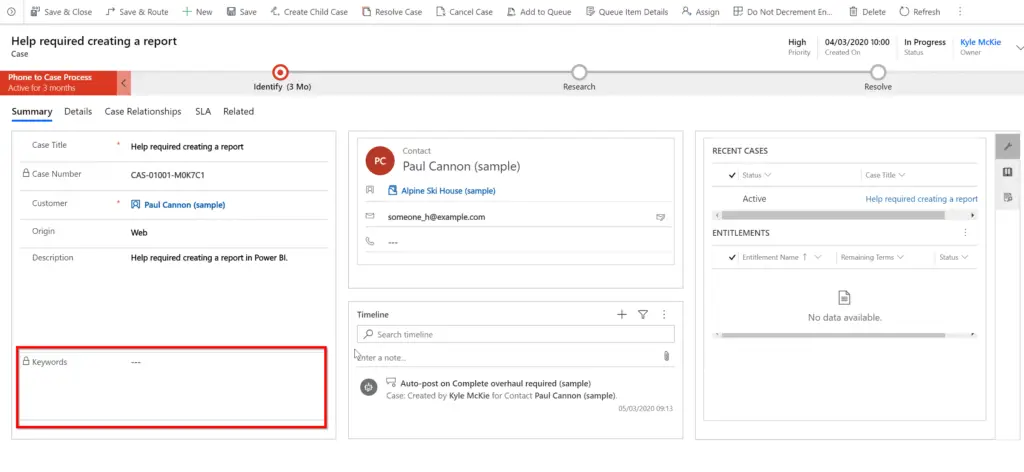 Dynamics 365 Case Form