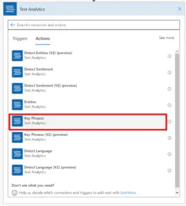 Text Analytics Power Automate Action