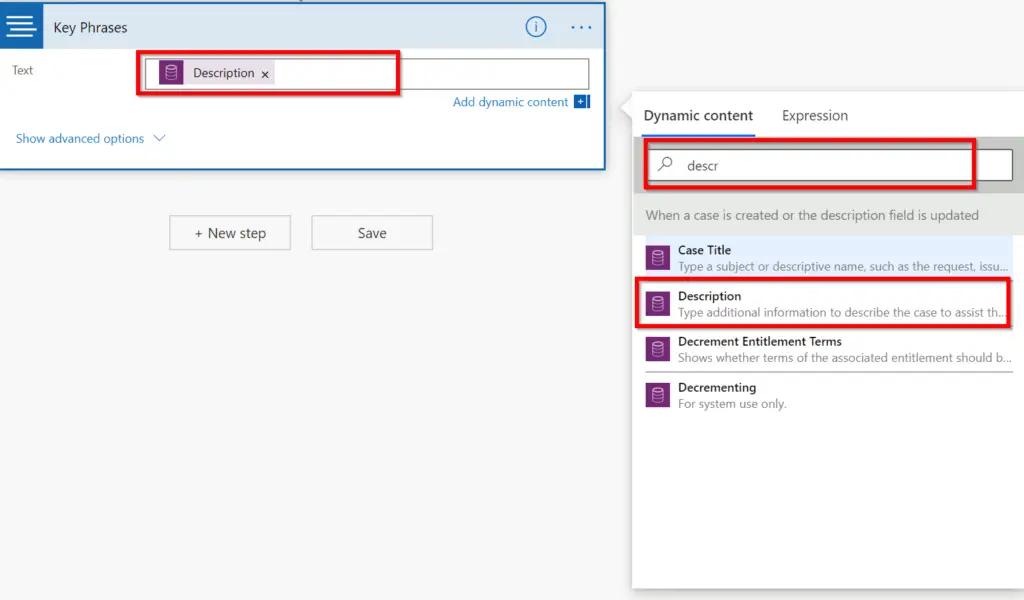 Add Description field to Text Analytics Action