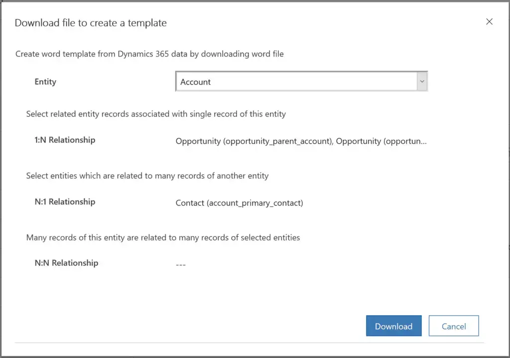 Choosing an entity and related items